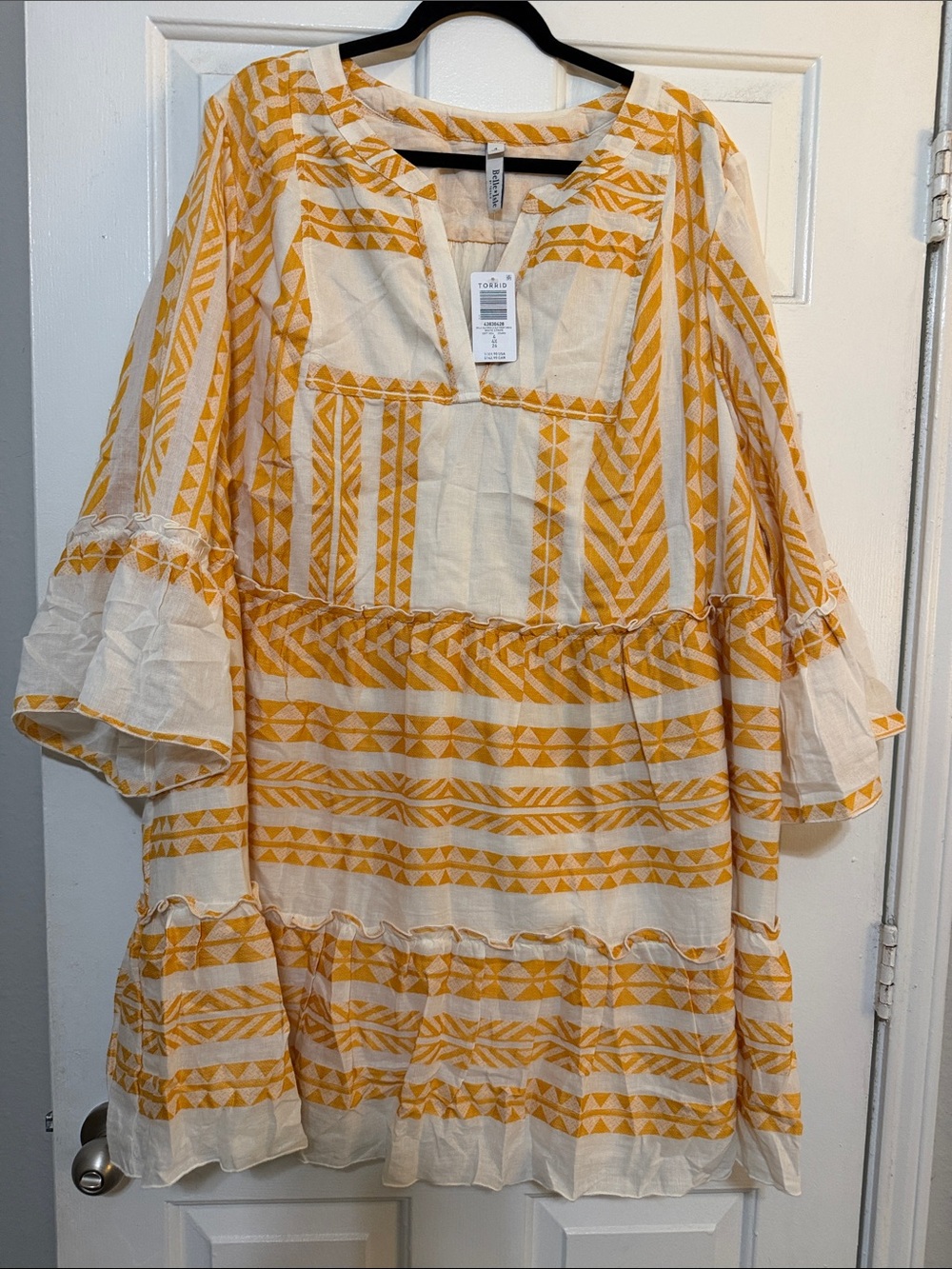 Torrid belle isle Yellow & White Geometric Tunic Dress